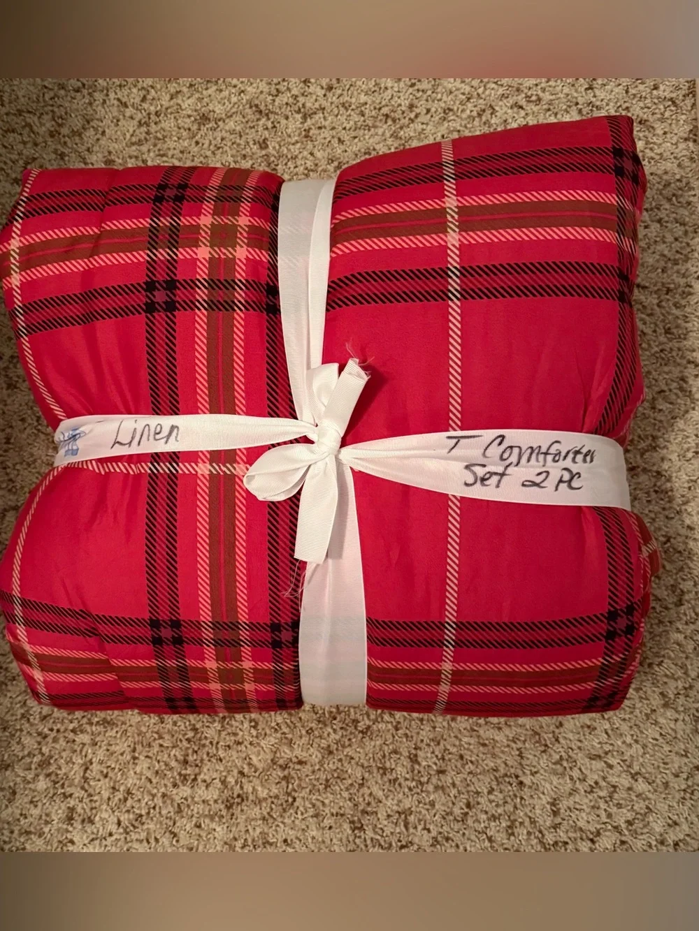 SouthShore Fine Linens Vilano Red Plaid Twin/Twin XL 2-PC Comforter Set NWT